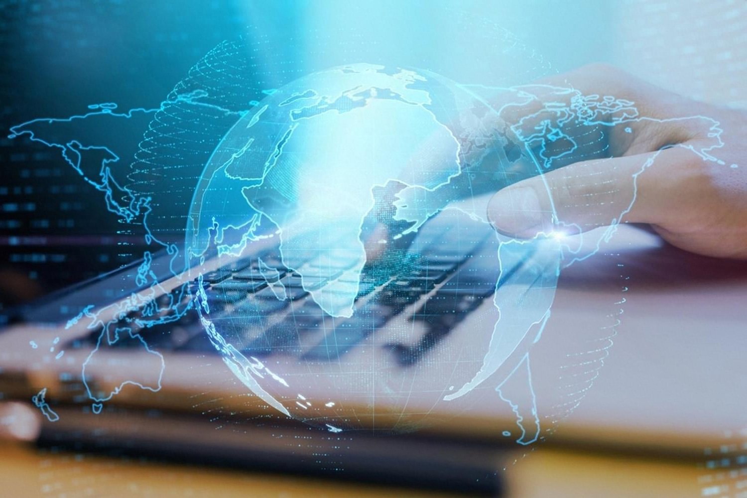 Digital globe over a laptop symbolising choosing a UAE domain registrar